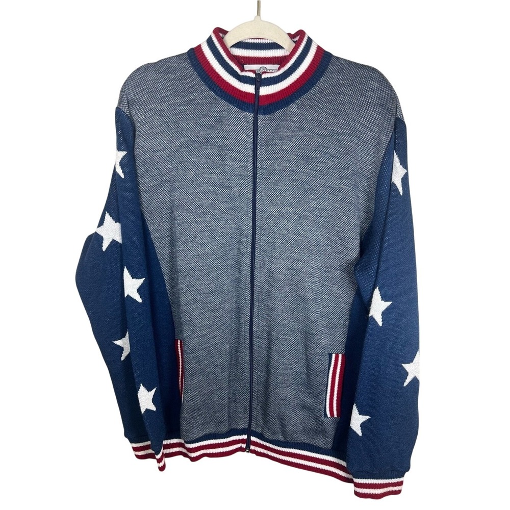 Bradford Exchange Men's‎ XXL Patriotic American Flag Full Zip Sweater Jacket